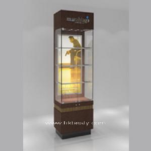 Single Wide Glass Display Tower Jewelry Glass Display Cabinet