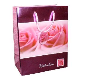 Red Rose For Love Valentine Carrier Paper Bag