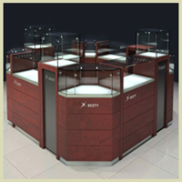 Jewellery Display Kiosk With High-powered Led Lights And Tempered Clear Glass Space