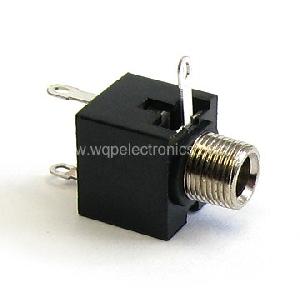 Wqp-pj3010m 3.5mm Mini Mono Panel Phone Jack, Knurled Nut, Hex Nut, Closed Circuit