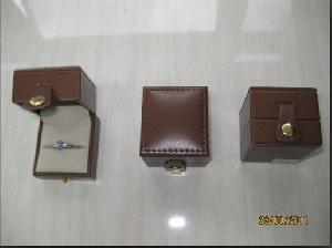 Fancy Jewelry Ring Box In High Quality Brown Leather