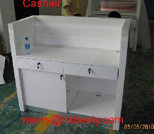 glossy wood cashier counter table 2011