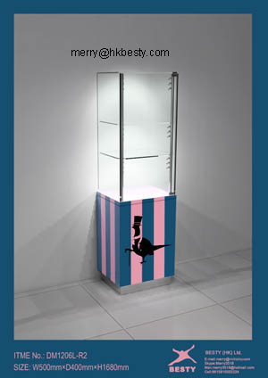 Modern Fancy Lighting Jewellery Display Showcase In Pink And Blue