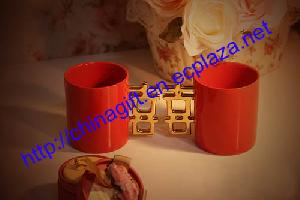 Double Blessing / Double Happiness Mug With Gold / Silver Handle