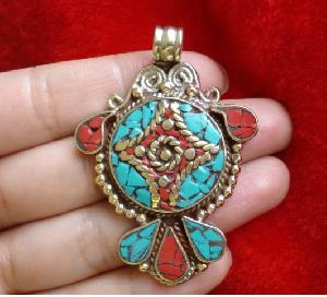 turquoise coral pendant