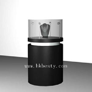 Matt Black Jewelry Display Rounded Tower Showcase Furnitures