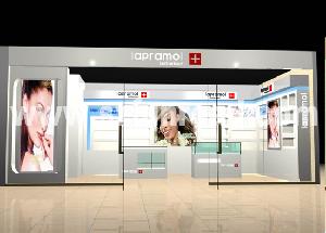 Cosmetic Display Kiosk / Stand Showcase Made Of Mdf, Stainless Steel , Tempered Glass