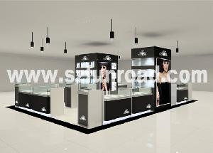 Full Set Jewelry Display Showcase Made Of Mdf , Tempered Glass, Light Acrylic