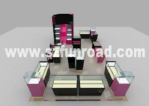 Jewelry Display Showcase / Stand Made Of Mdf Tempered Glass, Baking Paint