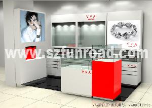 Jewelry Display Showcase With White And Red Color