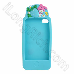 Angel Baby Series Strawberry Soft Silicone Cases For Iphone 4 Light Blue