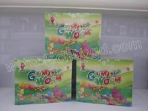 25g Gummy Worm Candy / Yummy Gummies In Printed Plastic Bag / Confectionary