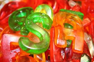 26 letters shaped gummy candy packed