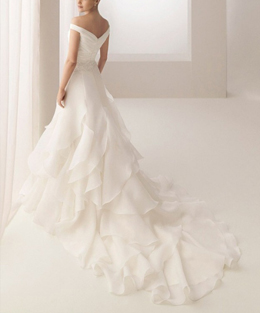 Off The Shoulder A-line Waist Embellished Train Wedding Dress