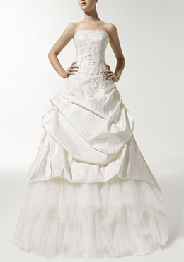 ruched princess strapless floor wedding dress