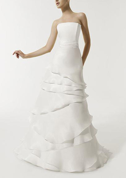 strapless line irregular layers floor wedding dress