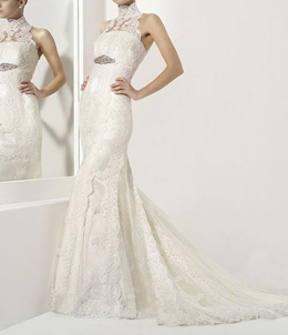 Wholesale Lace Embellished Sleeveless A-line Train Wedding Dress