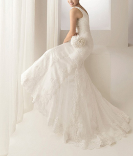 Wholesale V-neck Lace Embellished Mermaid Train Wedding Dress