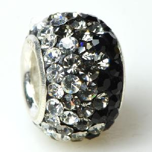 Wholesale Double Color Rhinestone Pandora Beads In Black And Crystal Color