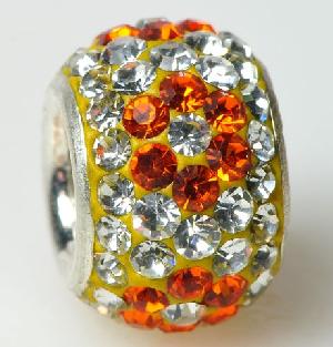 Wholesale Orange Flower Rhinestone Pandora Beads