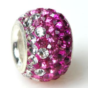 wholesale pink crystal rhinestone pandora beads