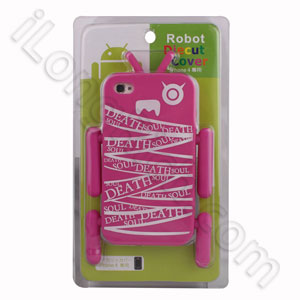 Iphone 4 For Robot Series Silicone Cases Deep Pink