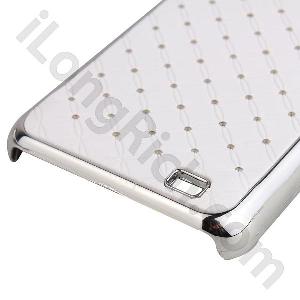 Leather Surface Set With Diamonds Series Hard Plastic Cases For Samsung I9100 White