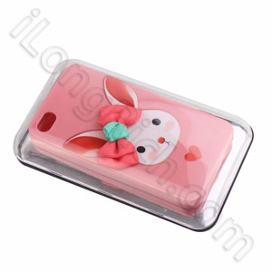 Love Rabbit Series Tpu Cases For Iphone 4 Pink