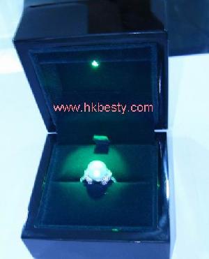 pearl ring display box green led light