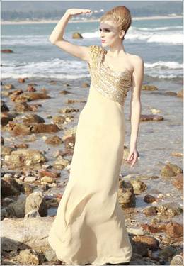 2012 Single Shoulder Sequins Embellished Fashion Formal Dress