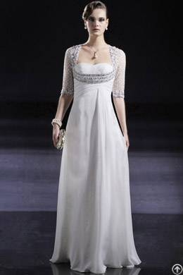 Beads Embellished Sweetheart Half Sleeve Evening Dress