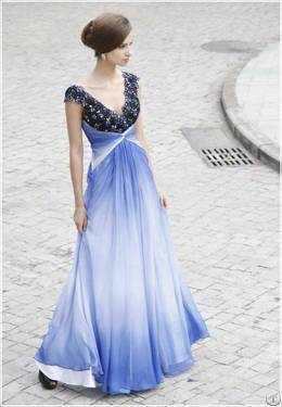 Floral Embellished Double V-neck Fashion Formal Gown