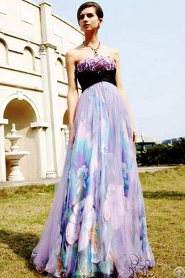 flower beads embellished waist formal dress