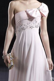 shoulder bowknot embellished fashion formal dress