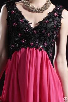 V-neck Beads Embellished Fashion Formal Dress