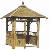 Bamboo Coffee Tea House, Bamboo Tiki Huts With Tray Table Out, Thatch Or Bamboo Tile Roof