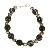 Sardonyx Agate Silver Floral Bead Bracelet