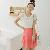 Vogue Pattern Cute Slim Block Color Dresses Green Pink