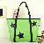Star Print Big Capacity Green Handbag