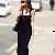 Casual Pattern Ladies Suspenders Dress Black