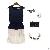 Fashion Style Spliced Tie Waist Dress Navy Ivory