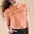 Short Sleeve Chiffon Lace Tops Women Orange Black