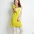 Korean Color Matching Irregular Leisure Long T-shirt Yellow Blue