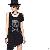 Long Short Sleeve Skull Print Fabric T-shirt Black