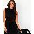 Metal Embellished Collar Black Chiffon Dress