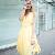 Slimming Style V-neck High Fashion Dresses Yellow Blue