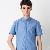 Leisure Pattern Mens Cotton Shirts Blue