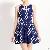 Western Style Cut Out Polka Dotted Dress Deep Blue