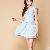 Beads Decorate Sleeveless V-neck Dress Light Blue