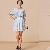 Elegant Fashion Montage Round Collar Dress Blue Black Pink
